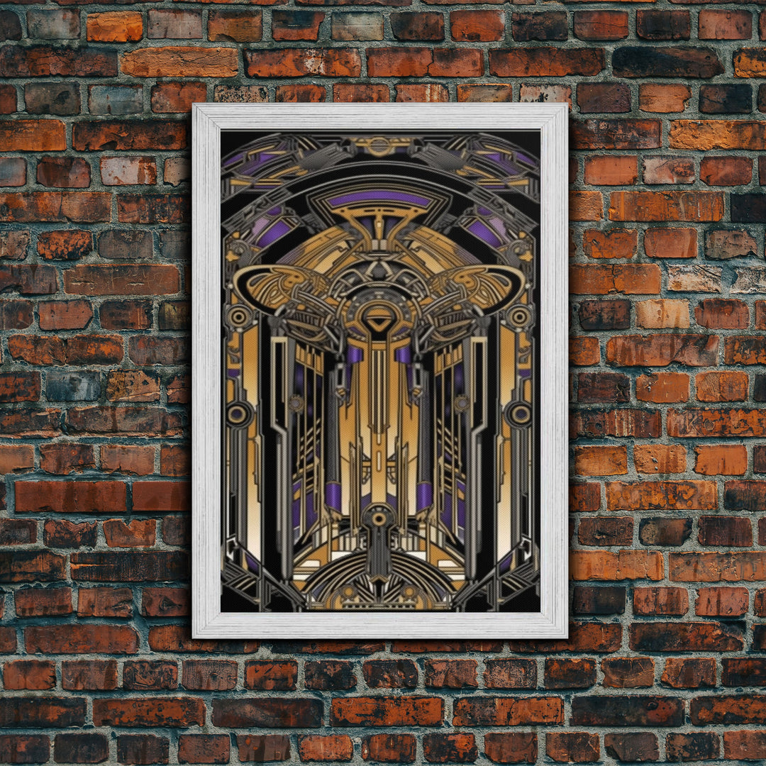 Midcentury Modern Wall art - Framed Canvas Print - Art Deco - Canvas Wall art - Gold & purple art - Retro art - 1930s Style Art - Wall art