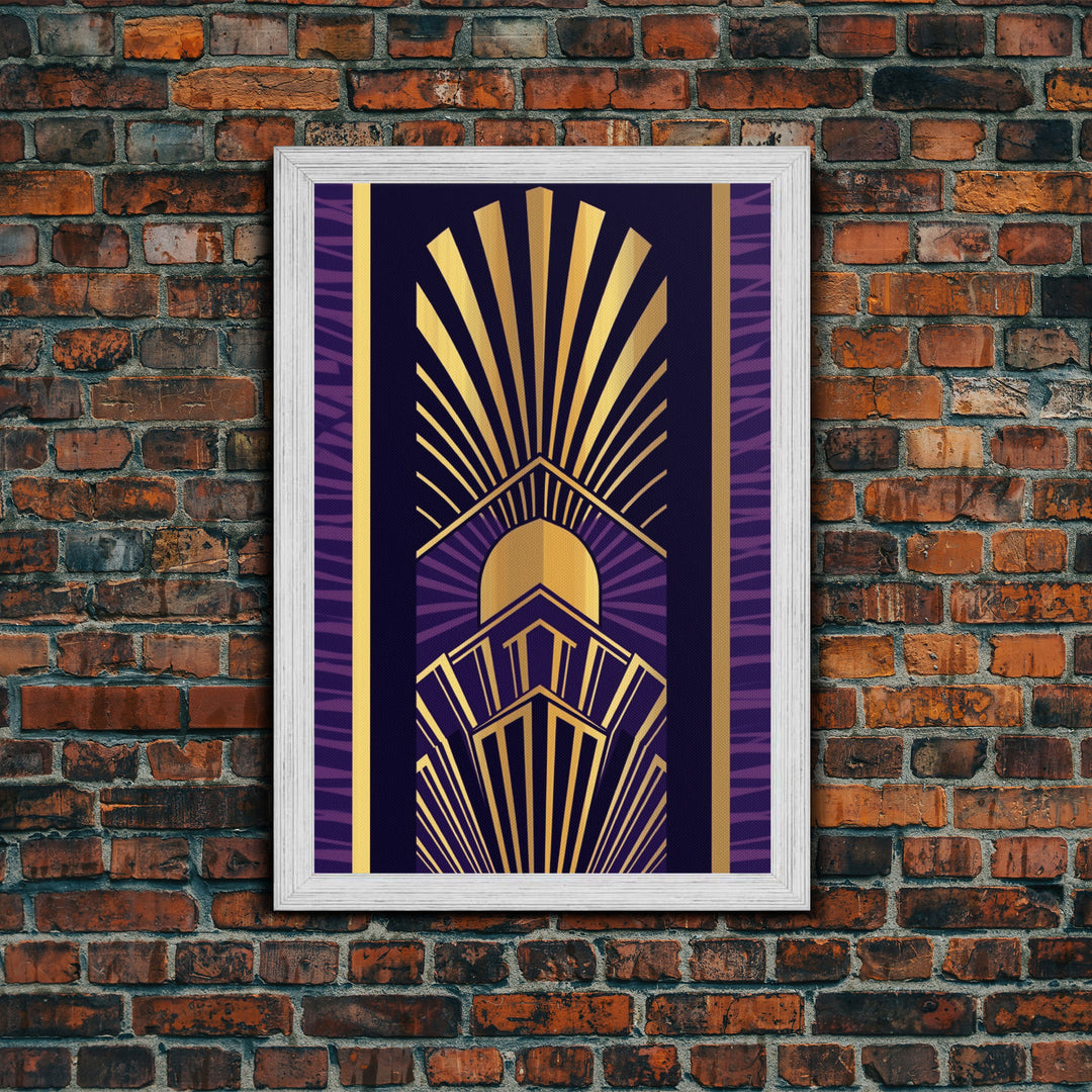 Midcentury Modern Wall art - Framed Canvas Print - Art Deco - Wall art - Purple & gold art - Ornament art - Patterns art - Geometric art