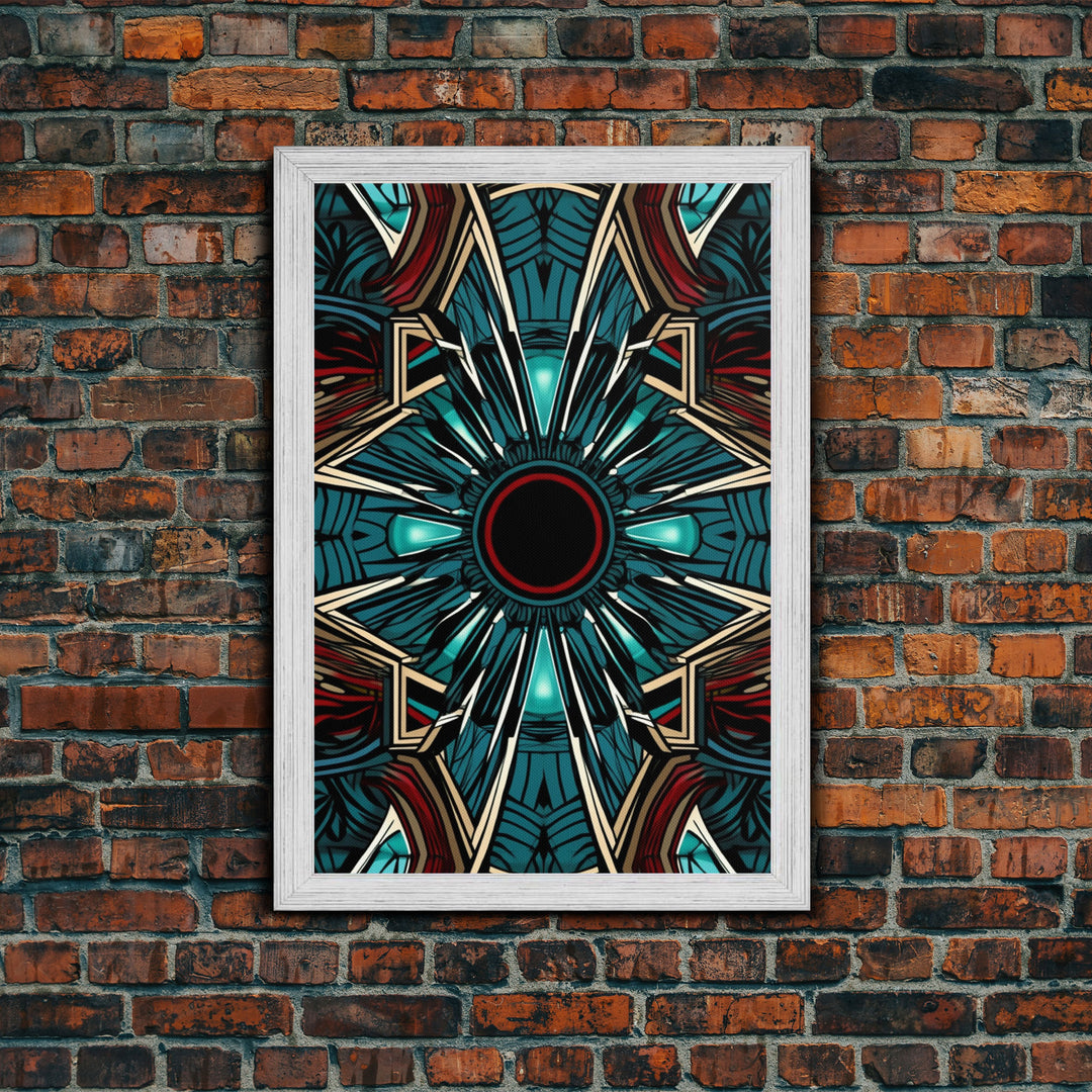 Art Deco Pattern Wall art - Framed Canvas Print - Art Deco - Red & blue art - Colorful painting - Patterns art - Wall art - Living room art