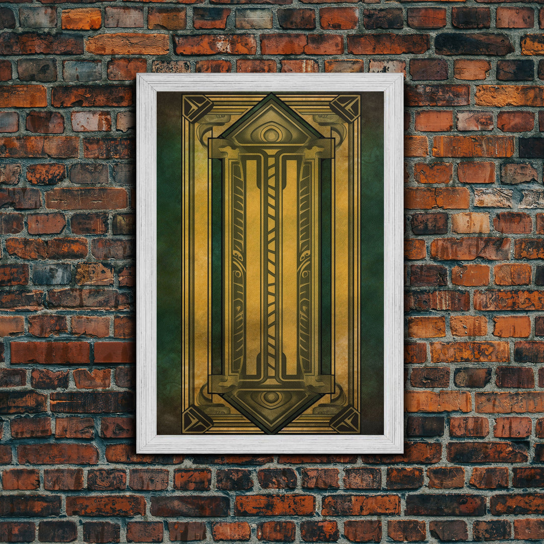 Midcentury Modern Wall art, Framed Canvas Print, Art Deco, Gold & green art, Framed painting, Wall decor, Beautiful art, 1930s Style Art