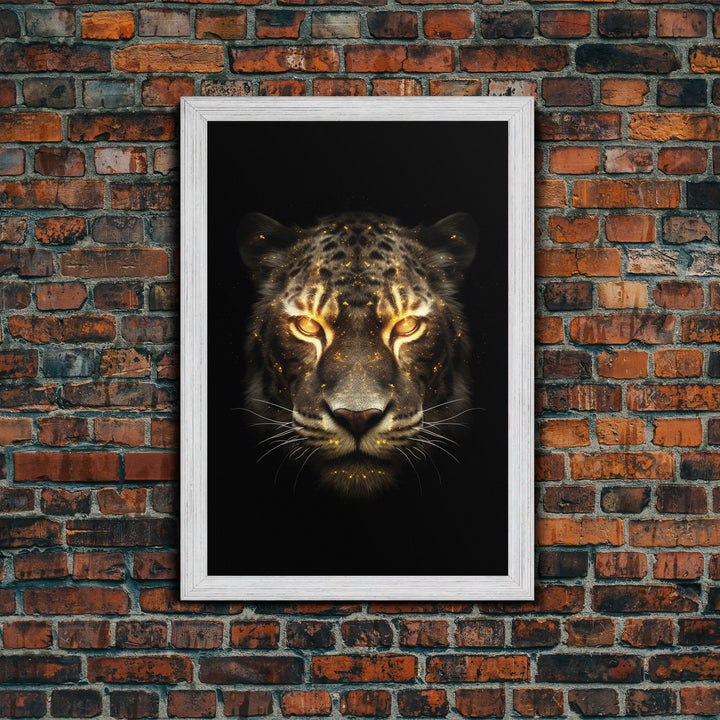 Fire Eyed Tiger Portrait Art Print, Framed Wall Art, Canvas Print, Big Cat Art, Tiger Painting, Cosmic Tiger Print