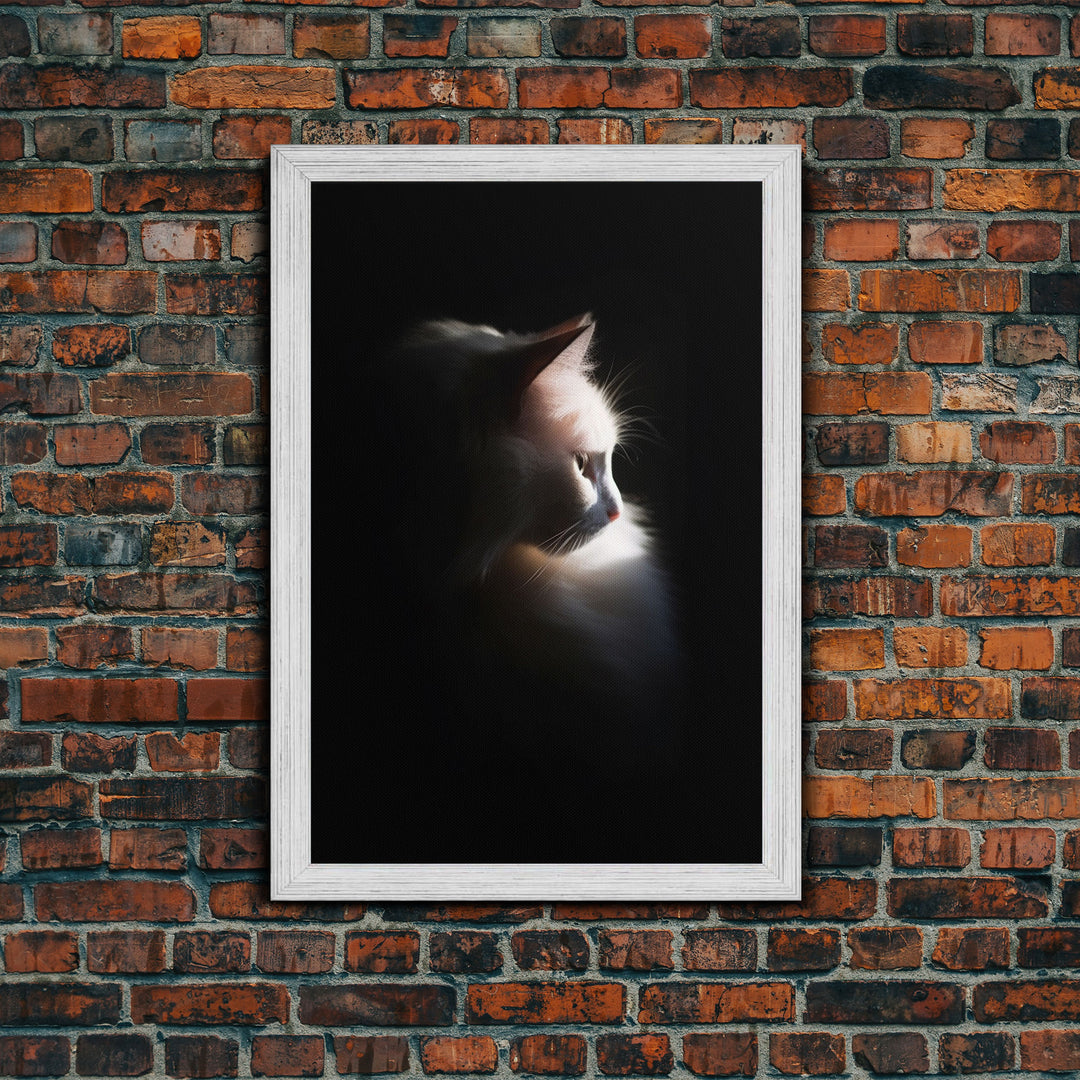 Portrait of a Beautiful Cat Sitting In The Sun, Framed Canvas Print, Cat Art, Cat Photography, Cat Wall Art