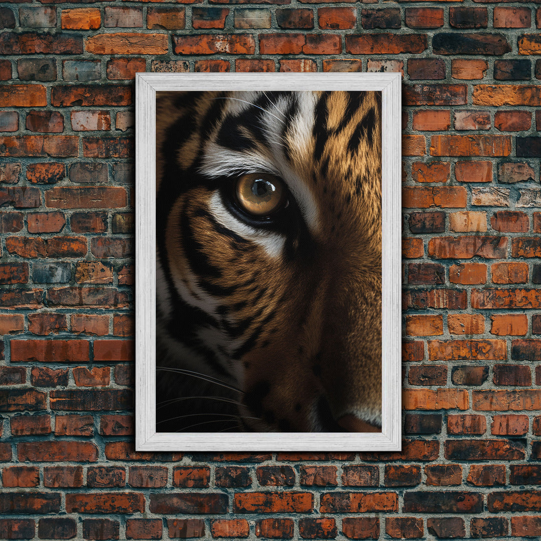 Eye Of Tiger, Tiger Portrait, Big Cat Art, Framed Canvas Print, Tiger Photography, Wildlife Photo, Wood Frame Art