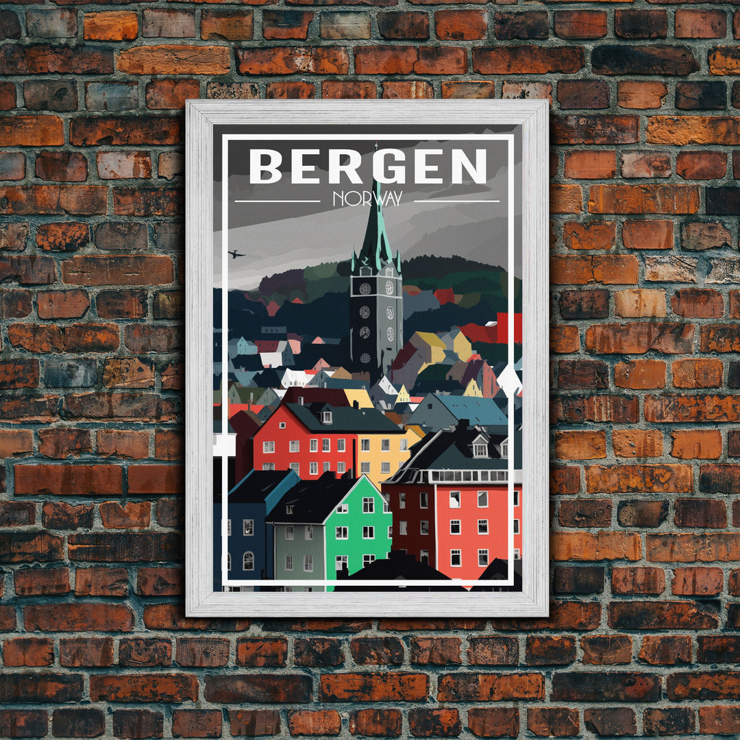 Bergen Wall Poster, NorwayPoster, Europe Wall Art, Norway Art Print, Travel Wall Print, Travel Poster, Travel Wall Art, Canvas Wall Print