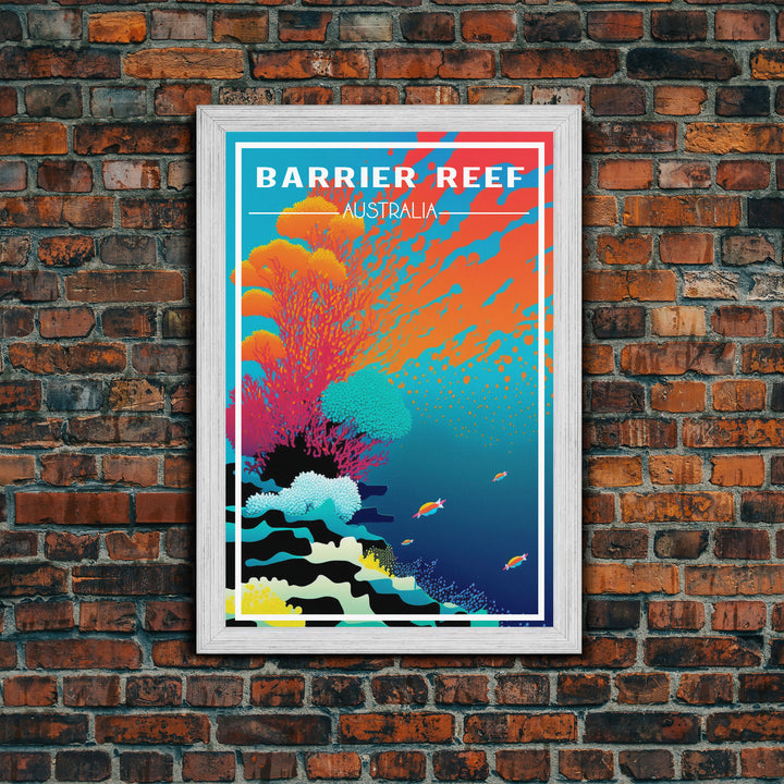 Barrier Reef Art Print, Australia Poster, Queensland Poster, Travel Wall Print, Travel Poster, Travel Wall Art, Canvas Wall Print