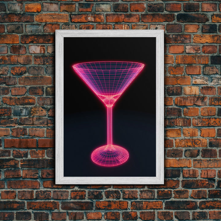 3D Pink Cocktail Wall Art, Pink Wall Decor, 3D Art, Vibrant Art, Minimalist Print, Wall Decor, Canvas Print, Wall Art, Framed Canvas