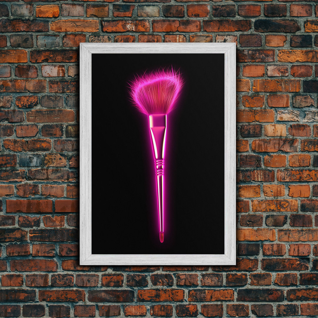 Pink Make Up Brush Wall Decor, Brush Art, Bedroom Wall Art, Minimalist Print, Wall Decor, Canvas Print, Wall Art, Framed Canvas