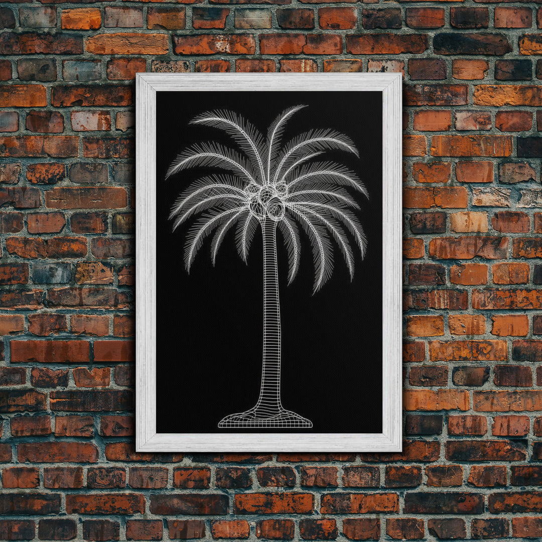 White Coconut Tree Wall Art, Tree Art, Nature Print, Tropical Art, Minimalist Print, Wall Decor, Canvas Print, Wall Art, Framed Canvas