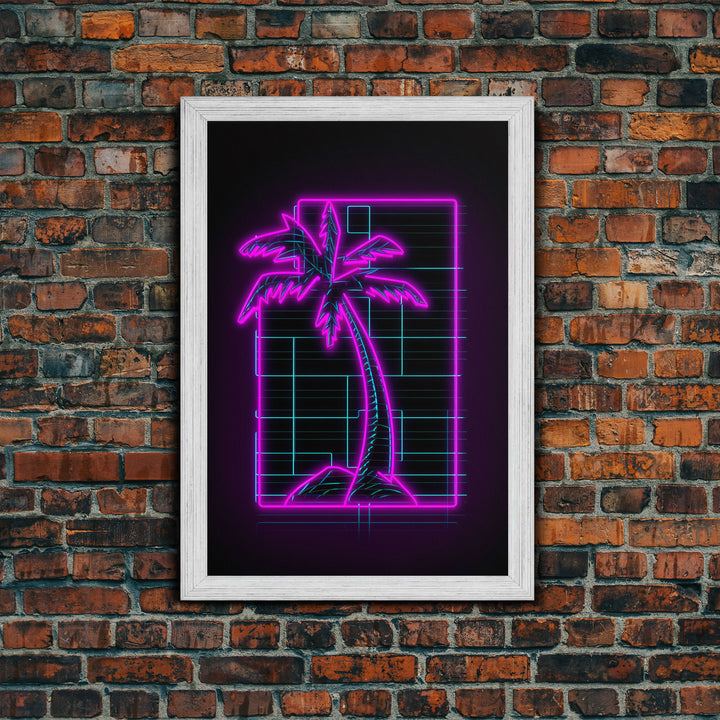 Purple Coconut Tree Wall Art, Tree Art, Nature Print, Tropical Art, Minimalist Print, Wall Decor, Canvas Print, Wall Art, Framed Canvas