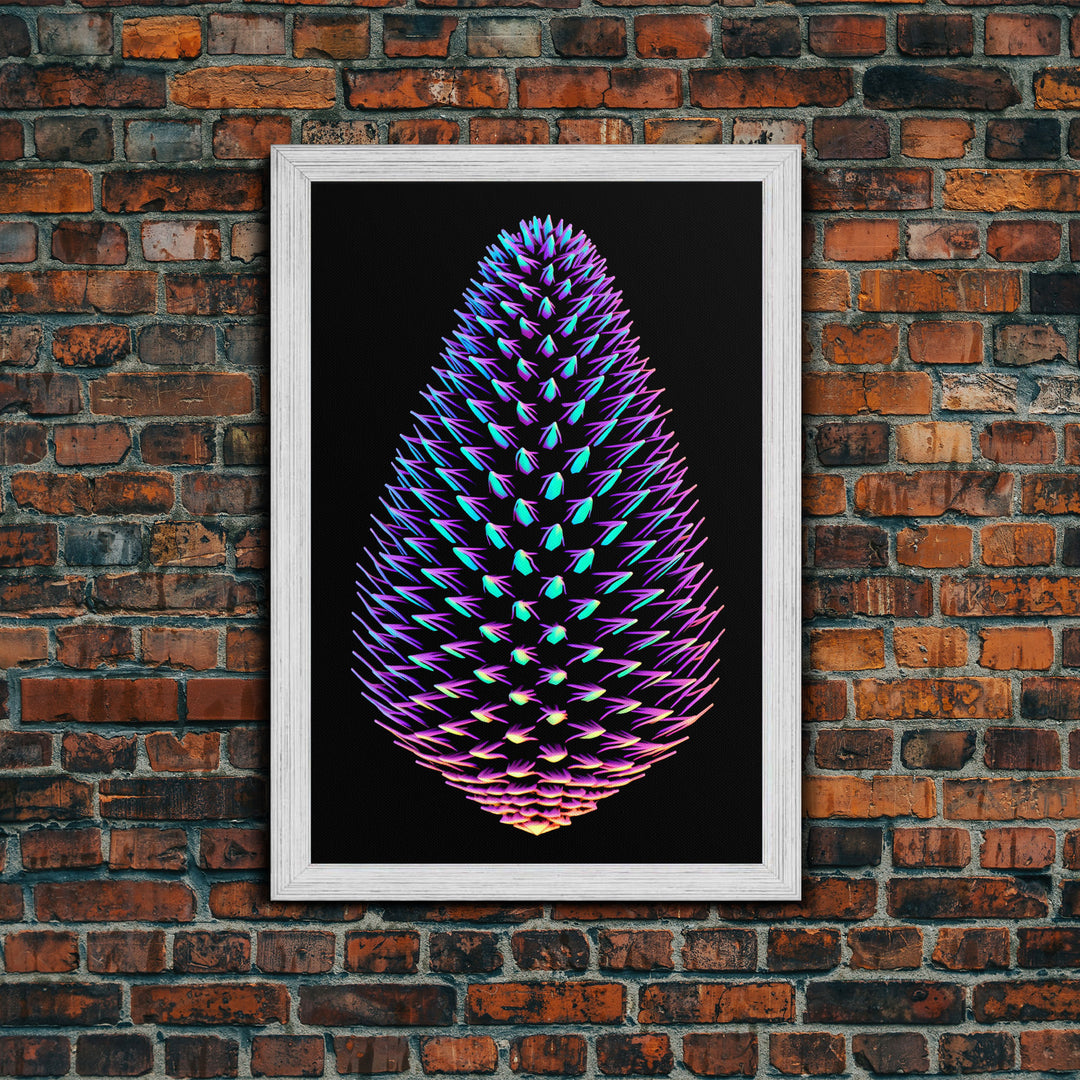 Purple Pine Cone Wall Art, 3D Wall Decor, Nature Art, Minimalist Print, Wall Decor, Canvas Print, Wall Art, Framed Canvas