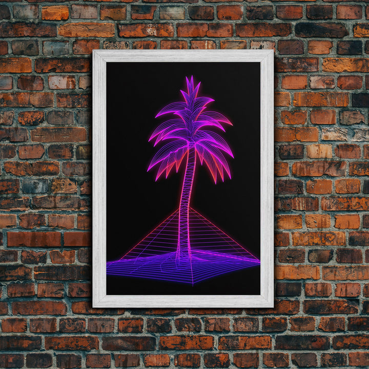 Purple Palm Tree Wall Art, Tropical Plant Wall Decor, Nature Art, Minimalist Print, Wall Decor, Canvas Print, Wall Art, Framed Canvas