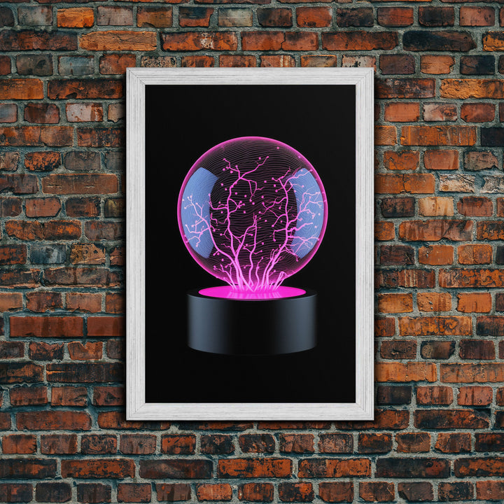 Plasma Ball Wall Decor, Science Art Print, Nerd Art, Geek Art Print, Minimalist Print, Wall Decor, Canvas Print, Wall Art, Framed Canvas