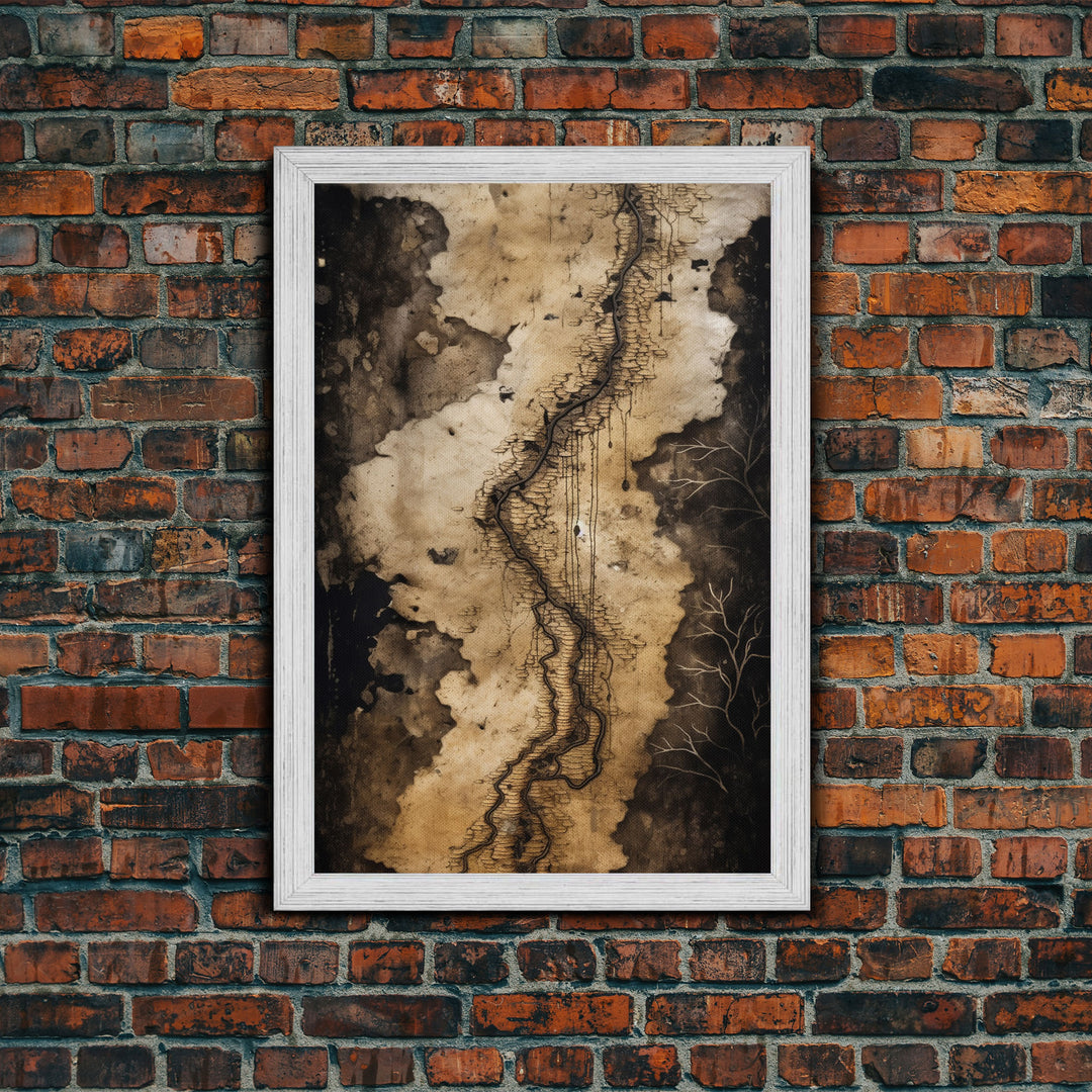 Map Wall Art, Abstract Wall Decor, Brown Abstract Art, Geography Wall Art, Wall Decor, Canvas Print, Wall Art, Framed Canvas