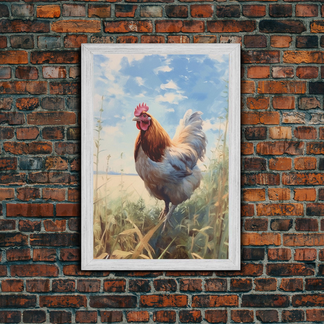 Rooster Wall Art, Rooster Painting, Farmhouse Art, Country Wall Art, Minimalist Wall Art, Wall Decor, Canvas Print, Wall Art, Framed Canvas