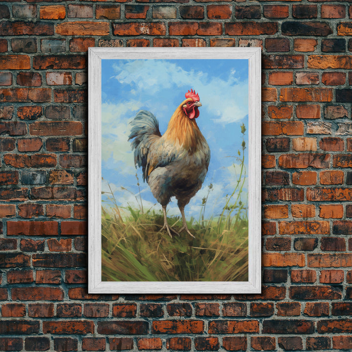 Farmhouse Art, Rooster Painting, Rooster Wall Art, Country Wall Art, Minimalist Wall Art, Wall Decor, Canvas Print, Wall Art, Framed Canvas