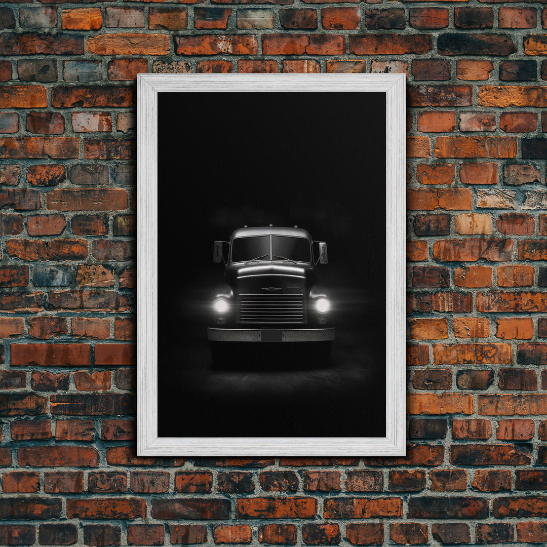 Truck Wall Art, Headlights, Man Cave Art, Black And White Print, Minimalist Print. Wall Decor, Canvas Art, Wall Art, Framed Canvas Wall Art