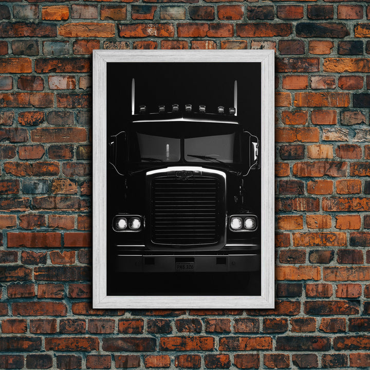 Semi Truck Wall Art, Big Rig Print, Black And White Print, Minimalist Print. Wall Decor, Canvas Art, Wall Art, Framed Canvas Wall Art