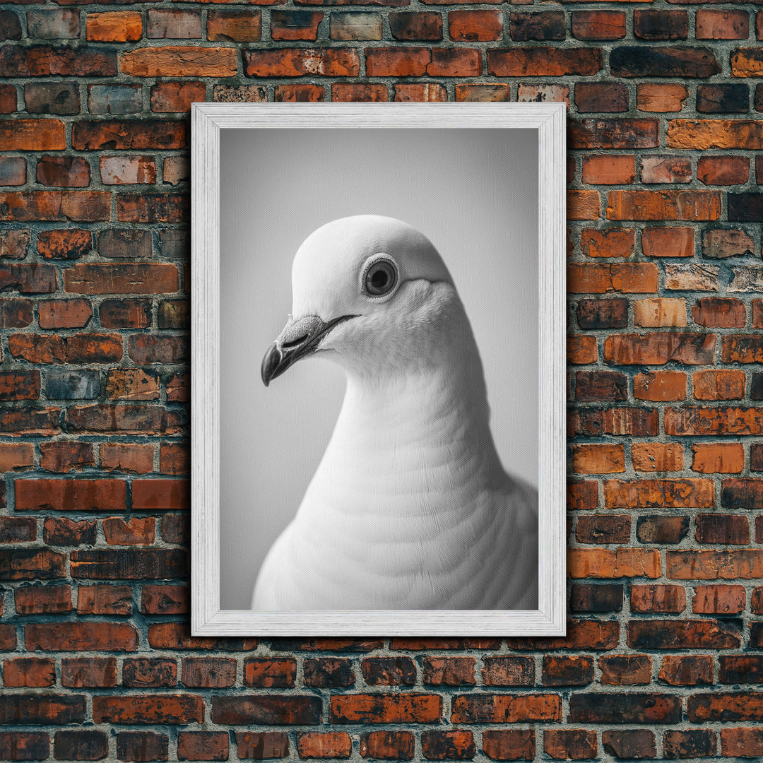 Pigeon Wall Art, Animal Wall Decor, Bird Wall Art, Black And White Art, Minimalist Print, Wall Decor, Canvas Print, Wall Art, Framed Canvas