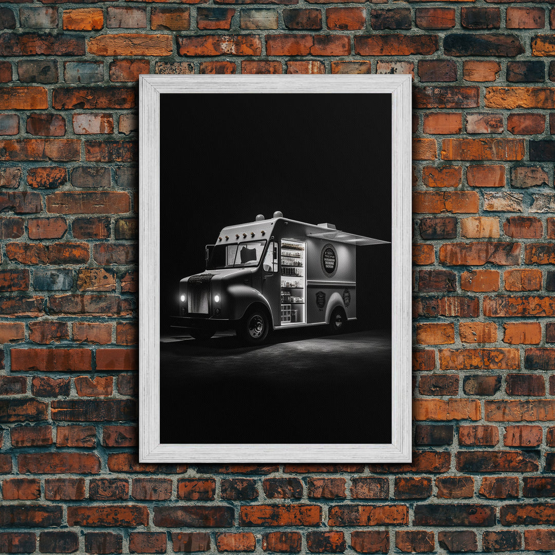 Food Truck Wall Art, Truck Wall Decor, Food Art, Black And White Art, Minimalist Print, Wall Decor, Canvas Print, Wall Art, Framed Canvas