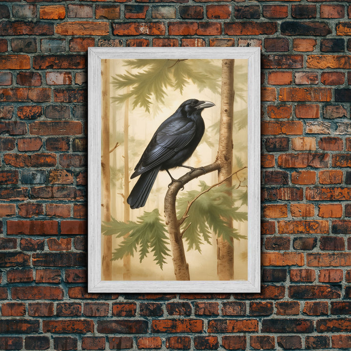 Crow Wall Art, Black Bird Wall Decor, Animal Wall Art, Trees, Nature, Modern Print, Wall Decor, Canvas Print, Wall Art, Framed Canvas