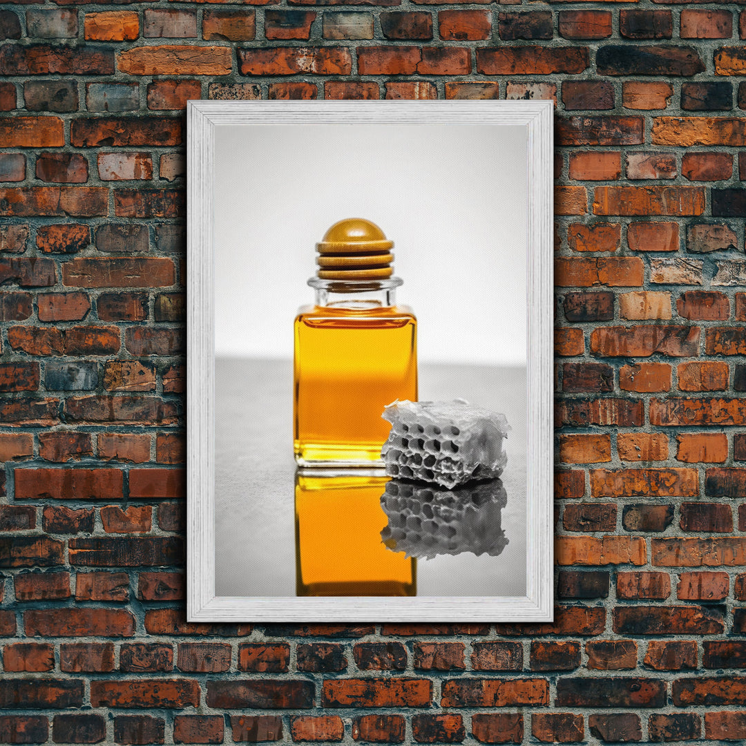 Honey Bottle Wall Art, Kitchen Wall Art, Honey Jar Print, Minimalist Art, Wall Decor, Canvas Art, Wall Art, Framed Canvas Wall Decor