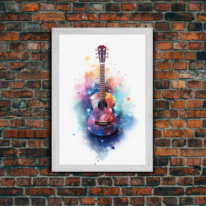 Ukelele Wall Art, Music Print, Framed Canvas Art, Graffiti Splatter Art Musical Instrument, Studio Wall Decor