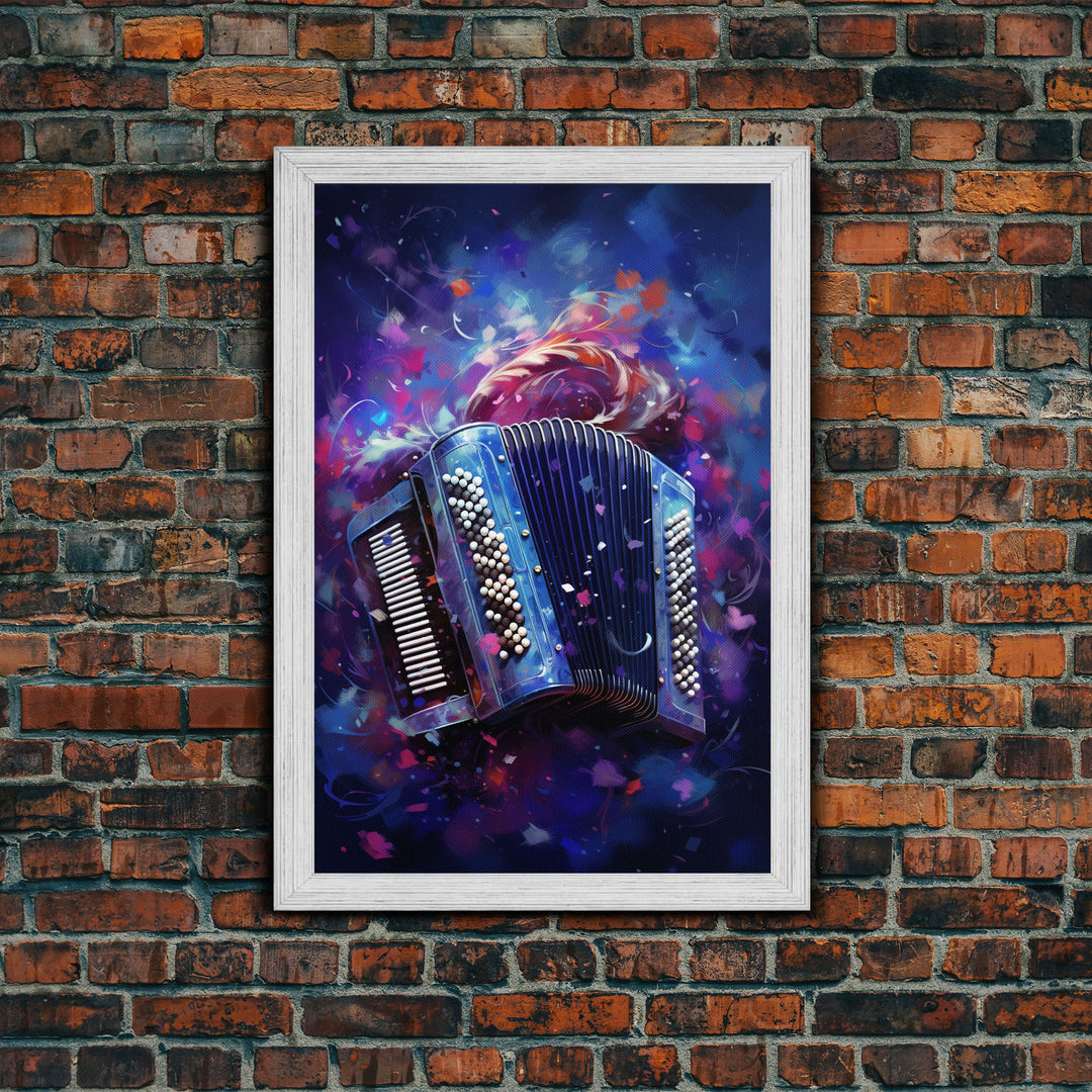 Cosmic Accordion, Instrument Print, Framed Canvas Print Or Poster, Gift For Musician