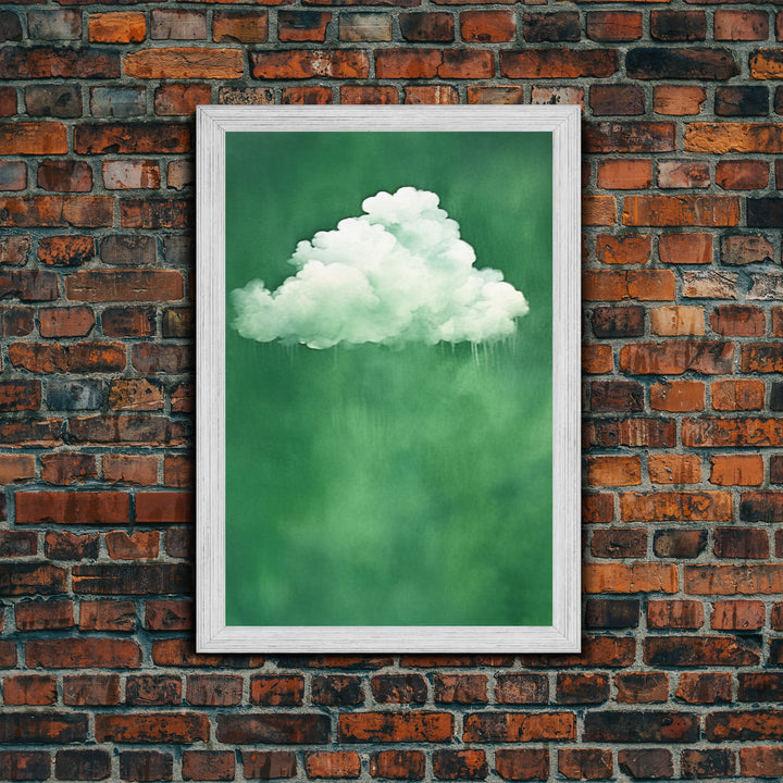 Emerald Green Rain Cloud Wall Art, Framed Canvas Or Poster Print, Abstract Art Print, Minimalist Wall Decor, Maximalist Decor, Dark Green