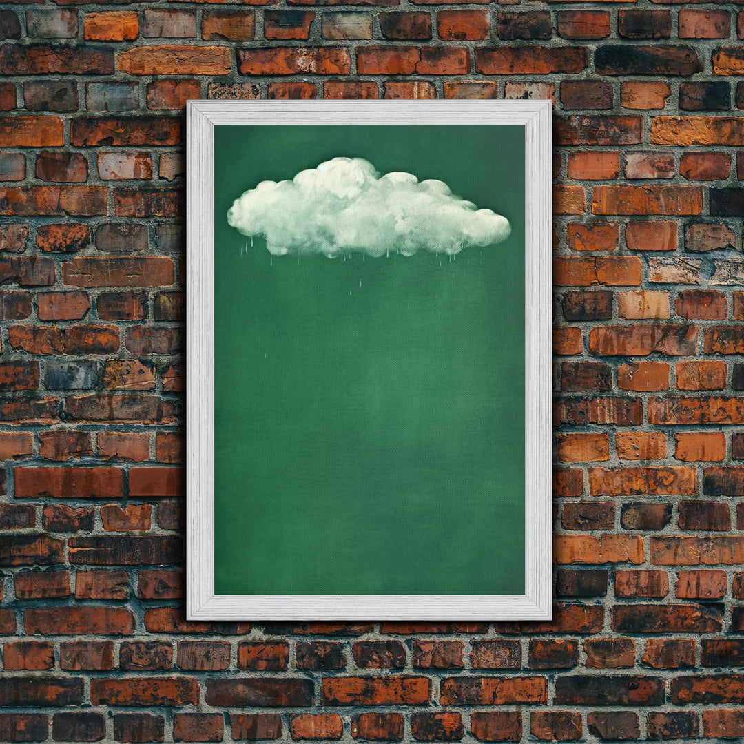 Emerald Green Rain Cloud Wall Art, Framed Canvas Or Poster Print, Abstract Art Print, Minimalist Wall Decor, Maximalist Decor, Dark Green