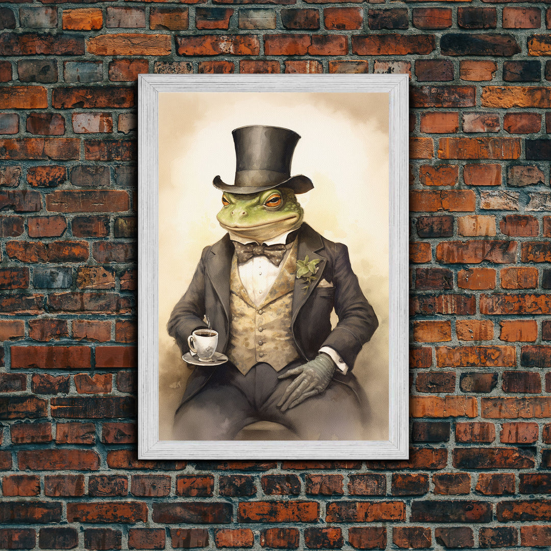 Le Business Toad, Victorian Toad Portrait, Vintage Style Animal Print Wall Art, Framed Canvas or Poster, Familiar Painting, Witchcraft Art