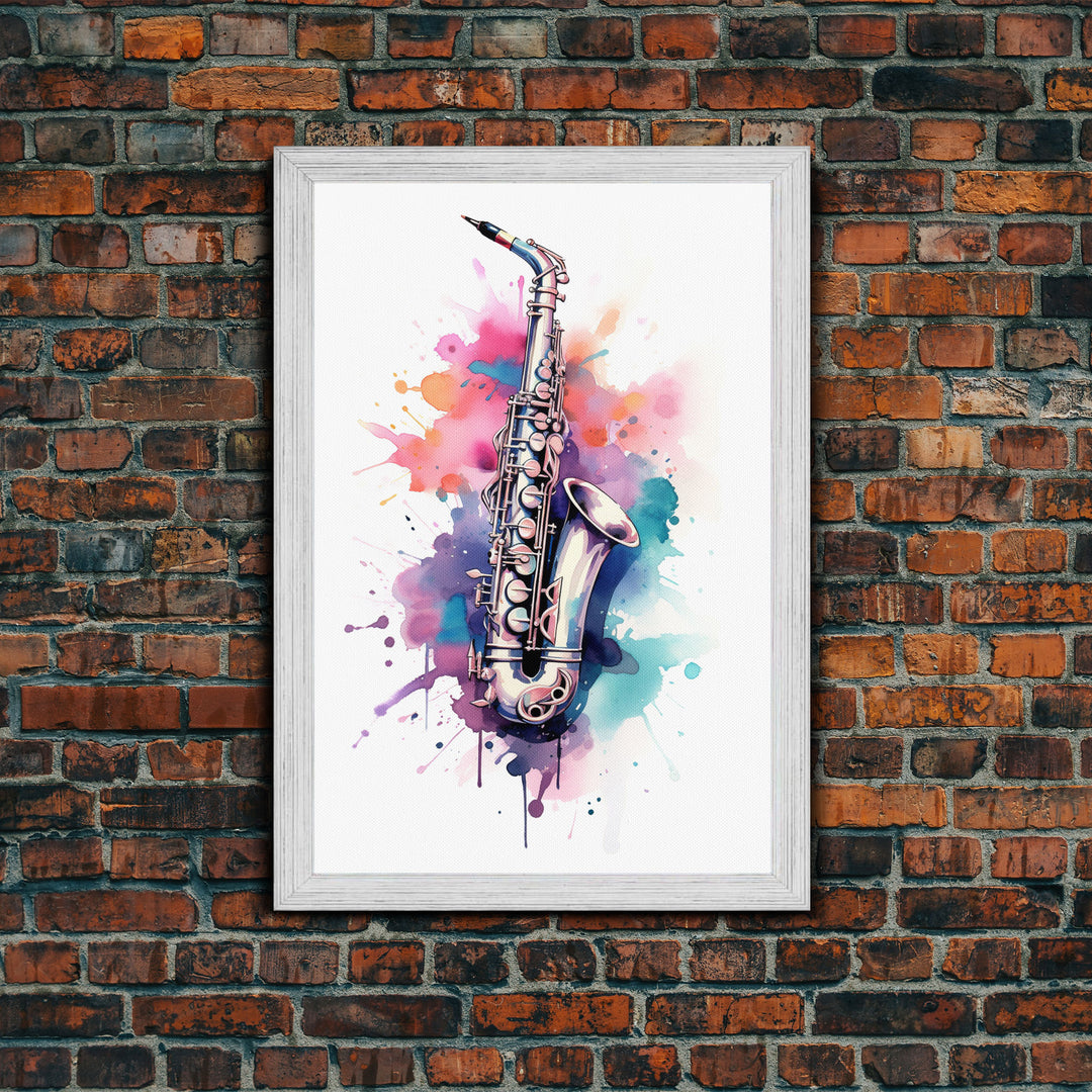 Bassett Clarinet Wall Art, Musician Gift, Framed Canvas Print, Clarinet Print, Musical Instrument Art, Gift For Musician, Graffiti Music Art