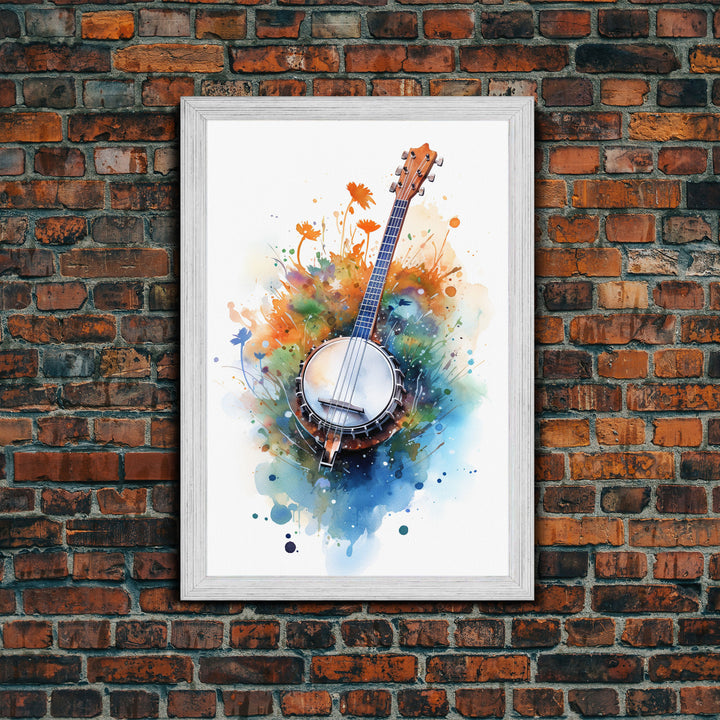 4 String Banjo Gift, Banjo Wall Art Canvas Print, Country Music Art, Guitar Art, Banjo Poster Print, Banjo Gifts, Musical Art