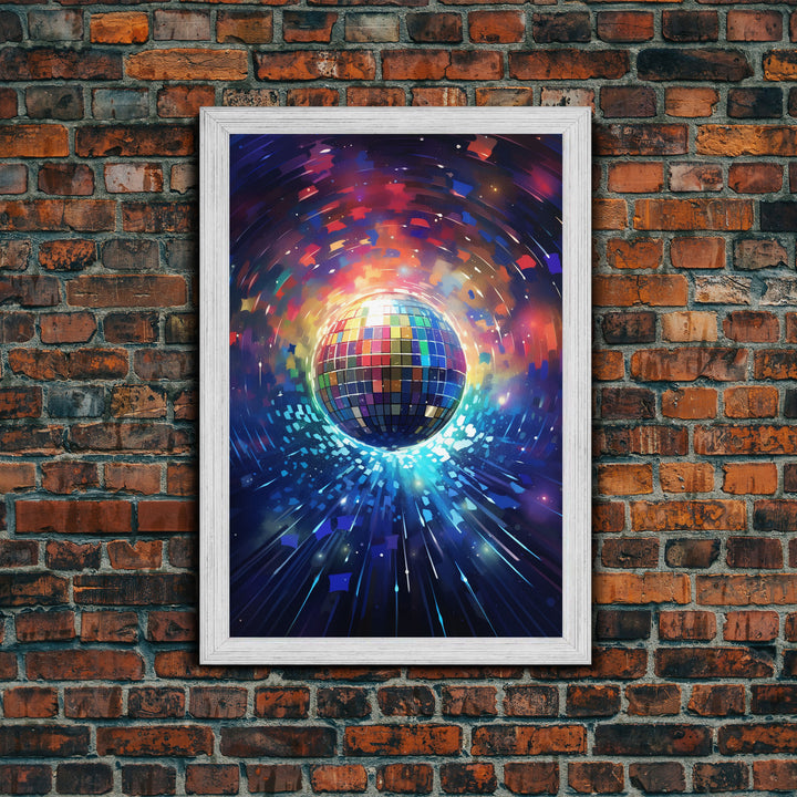 Galaxy Disco Ball, Framed Canvas Print, Music Studio Decor, Graduation Gift