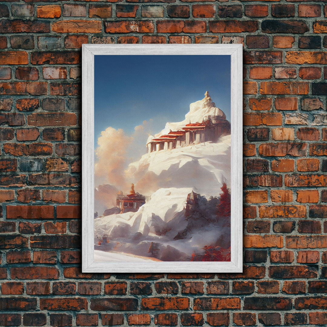 Buddhist temple wall art, canvas print, abstract Tibetan temple wall decor, Buddhist home decor