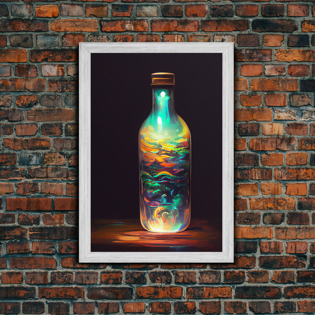 Miniature world in a bottle poster print, high fantasy wall art, magical wall art