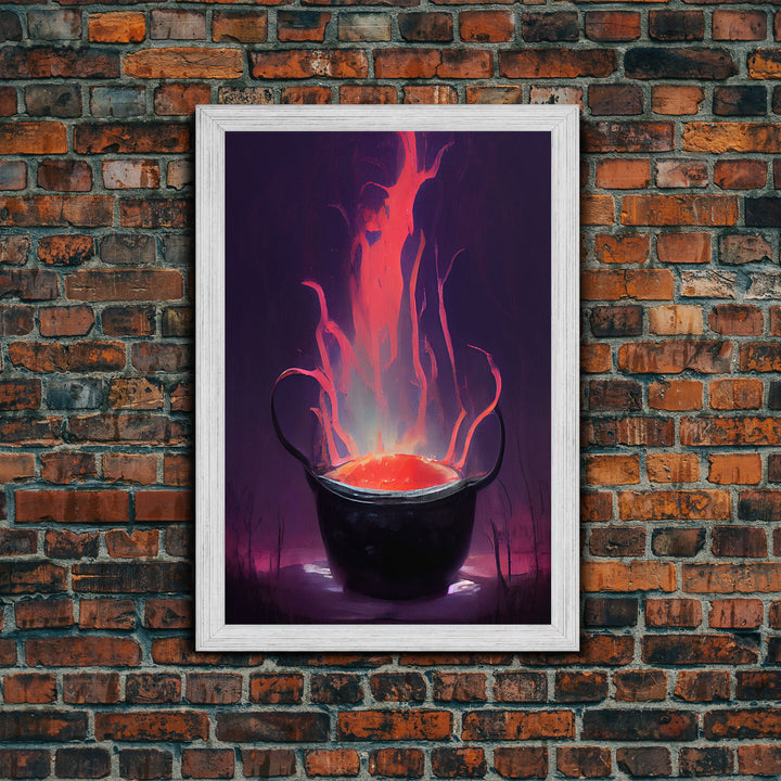 Spooky Witch's Cauldron Canvas Print, Halloween wall art, spooky home decor