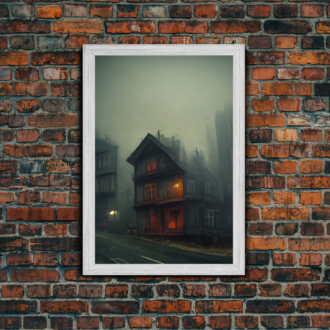 Spooky gloomy wall art, haunted house art, canvas print