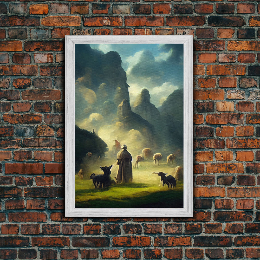 The shepherd and his flock, canvas print