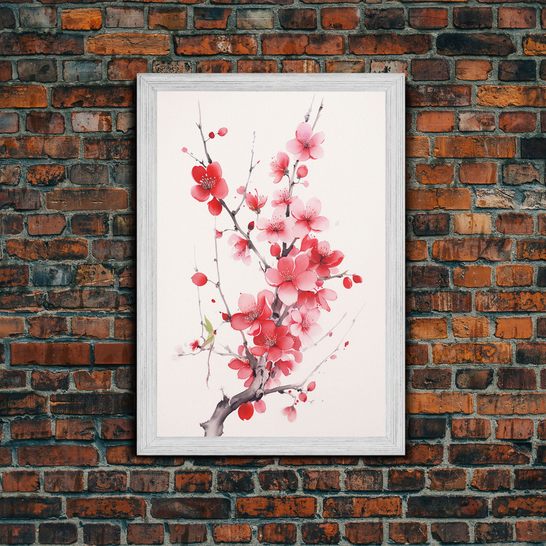 Cherry Blossom, Pink Flowers, Floral Wall Art, Nature Art, Canvas Print, Wall Art, Vertical Art, Housewarming Gift, Country Home Wall Art