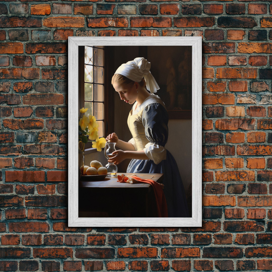 Baroque Art, Vermeer, Inspiration Art, Medieval Wall Art, Dutch Art, Canvas Print, Wall Art, Vertical Art, Country Home Art, Kitchen Prints