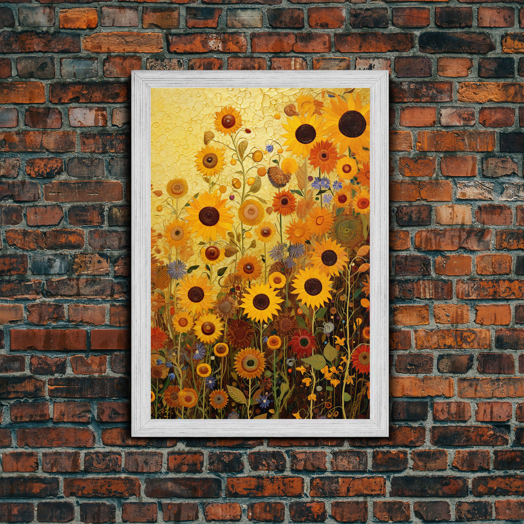 Sunflowers Wall Art, Flower Wall Print, Yellow Flowers, Nature Print, Wildflowers Art, Canvas Print, Wall Art, Vertical Art, Southern Decor