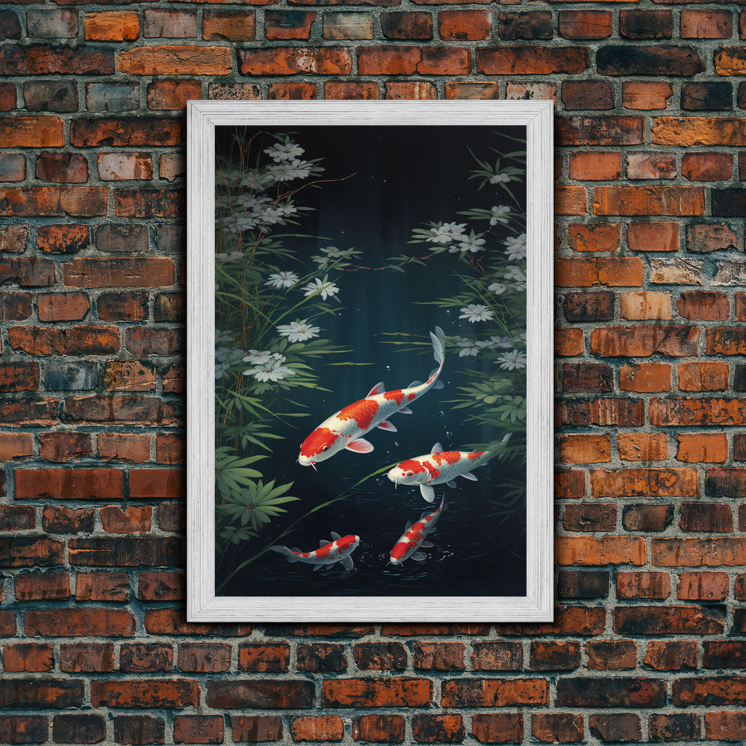 Koi Fish Wall Art, Fish Painting, Zen Wall Art, Fish Wall Art, Nature Print, Canvas Print, Wall Art, Vertical Art, Home Office Art, RV Decor