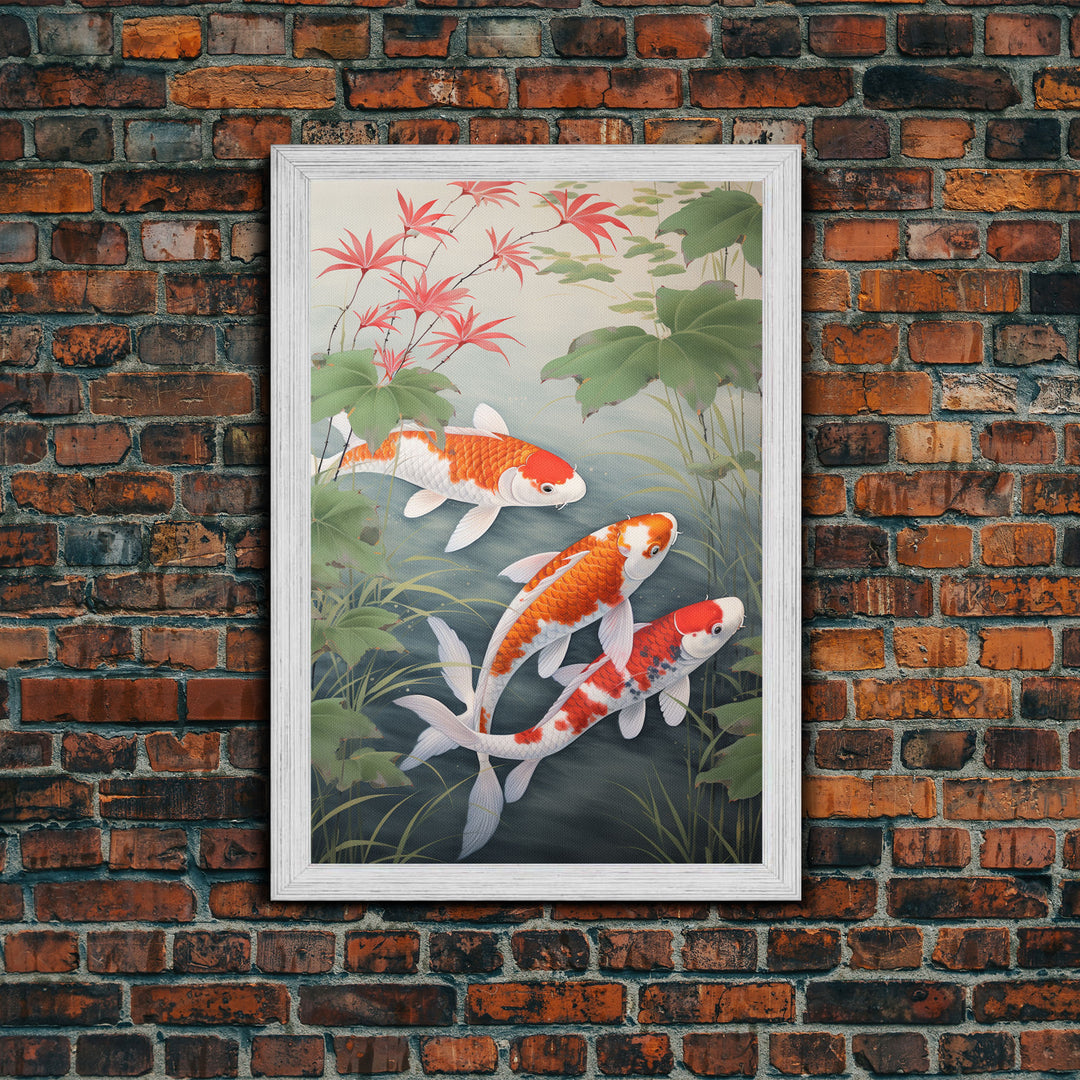 Fish Painting, Zen Wall Art, Koi Fish Wall Art, Fish Wall Art, Canvas Print, Wall Art, Vertical Art, Southern Decor, Office Wall Decor