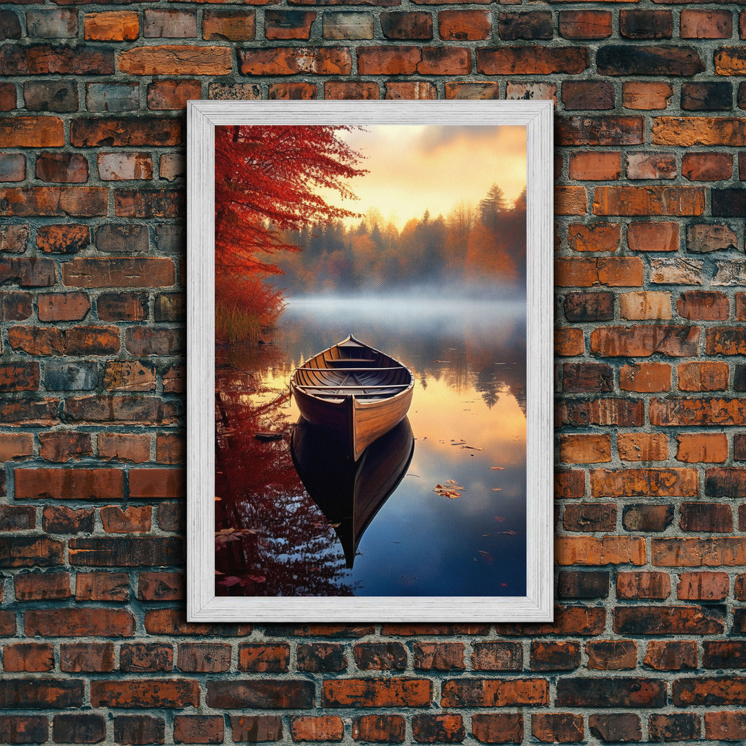 Boat Wall Art, Lake Wall Print, Fall Art Print, Canvas Print, Wall Art, Vertical Art, Wedding Gift, Indie Room Decor, Western Wall Decor