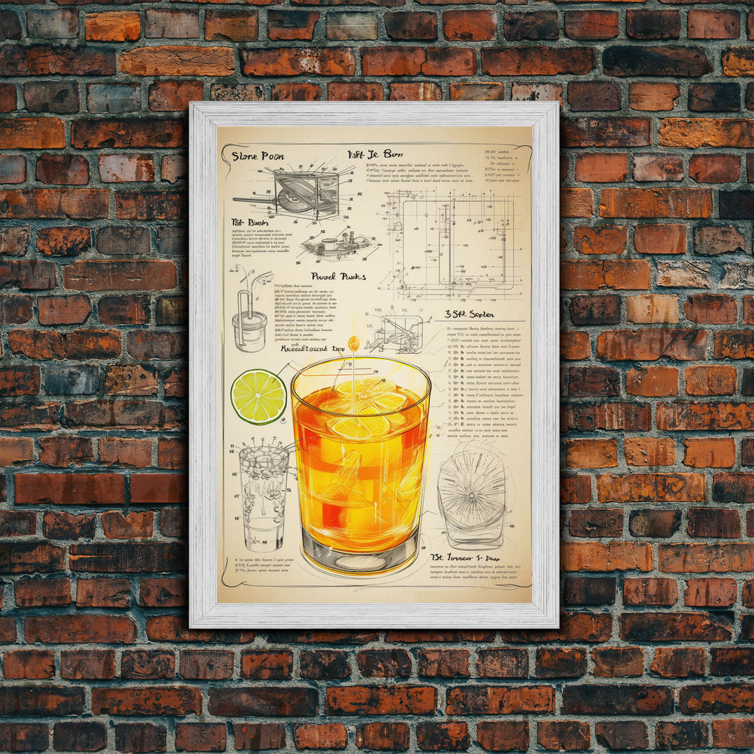 Cocktail Wall Art, Bar Cart Art, Cocktail Gift, Canvas Print, Wall Art, Vertical Print, Dorm Room Art, Kitchen Wall Decor, Friendship Gift