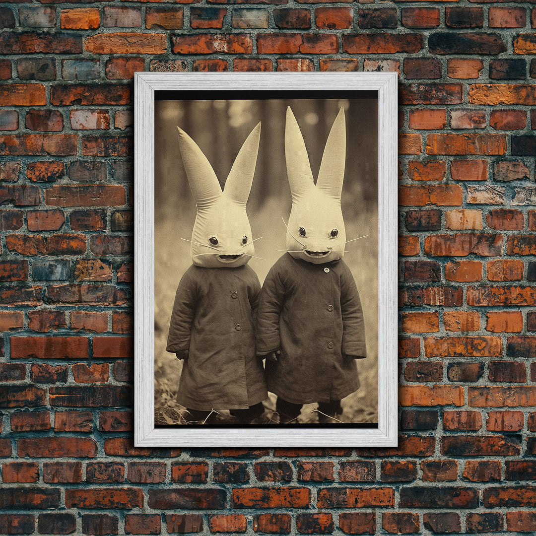 The Bunny Boys, Spooky Halloween Art, Scary Wall Decor, Spooky / Creepy Halloween Decor, Thought Provoking Haunted Art