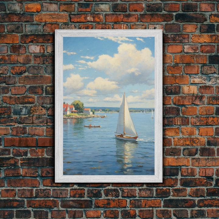 Sail Boat Wall Art, Ocean Art Print, Seascape Art, Canvas Print, Wall Art, Vertical Print, Beach House Wall Decor, Coastal Art Print