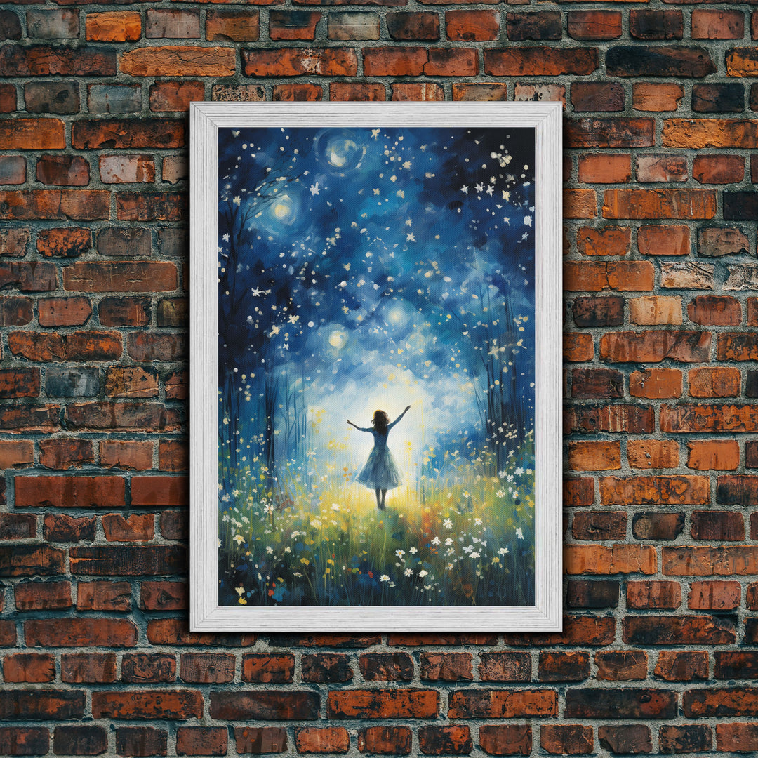 Firefly Art, Fantasy Art, Girl In Forest, Teen Girl Room Decor, Canvas Print, Wall Art, Vertical Print, Unique Wall Decor, Engagement Gift