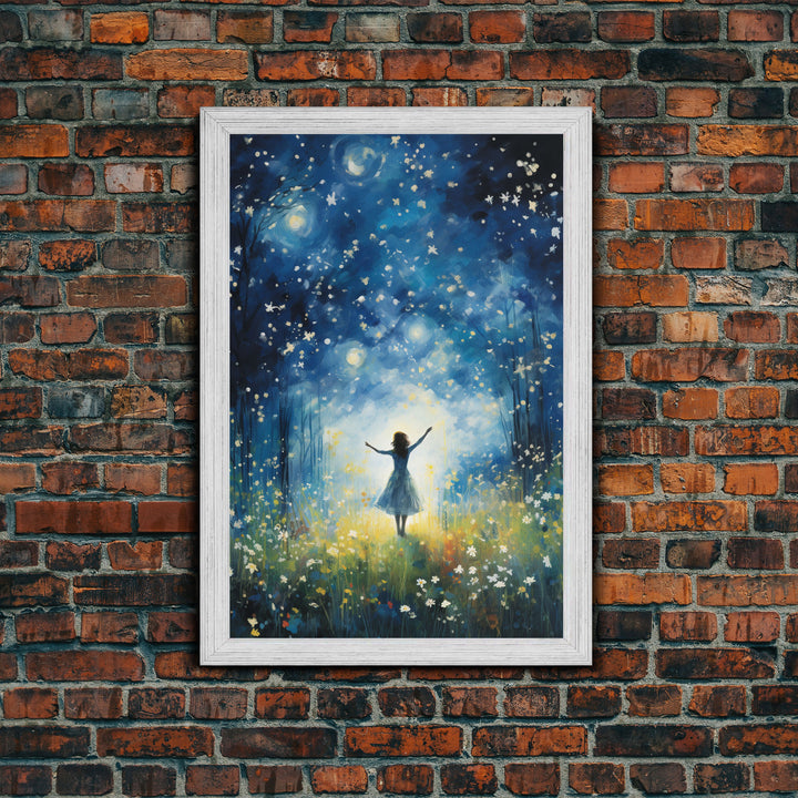 Firefly Art, Fantasy Art, Girl In Forest, Teen Girl Room Decor, Canvas Print, Wall Art, Vertical Print, Unique Wall Decor, Engagement Gift