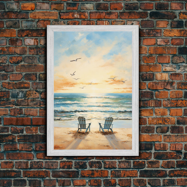 Calming Wall Art, Beach Print, Sunset Art, Relaxing Wall Art, Canvas Print, Wall Art, Vertical Print, Beach Chair, Coastal Wall Decor